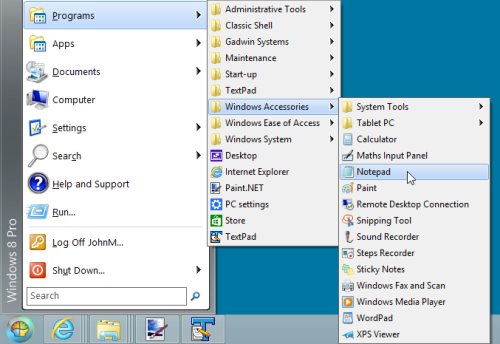 Start menu in Windows 8{{}}