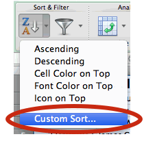 Custom sort dialog