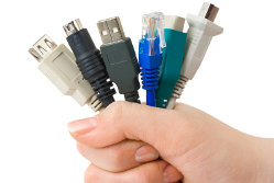 Different computer cables - handful of connectors{{}}