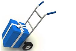 Deploy new IT equipment - gift box on push cart 