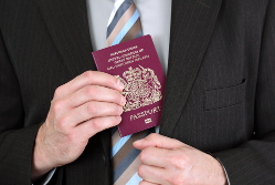 Man holding passport