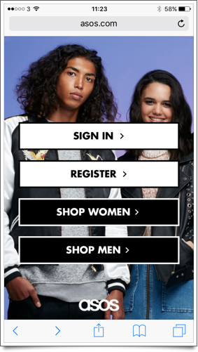 ASOS mobile home page