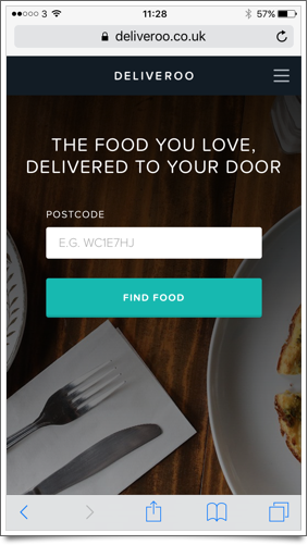 Deliveroo mobile home page