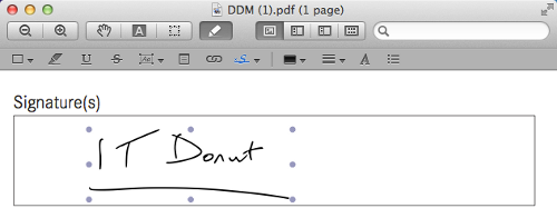 Electronic signature on document{{}}