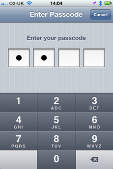 iPhone passcode