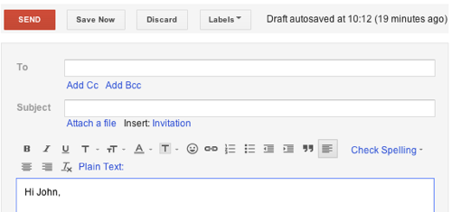 Old Gmail compose interface{{}}