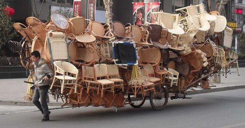 Overloaded hand cart