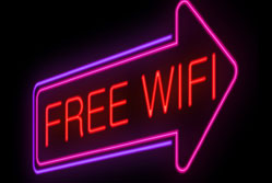 Neon sign for free Wi-Fi {{}}