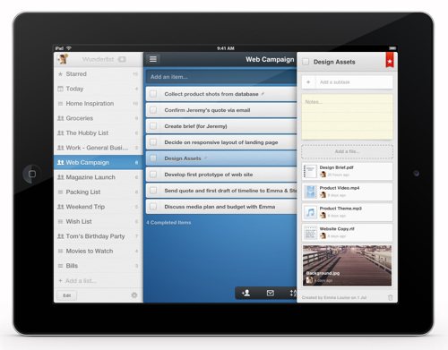 Wunderlist - mobile app for iPad{{}}